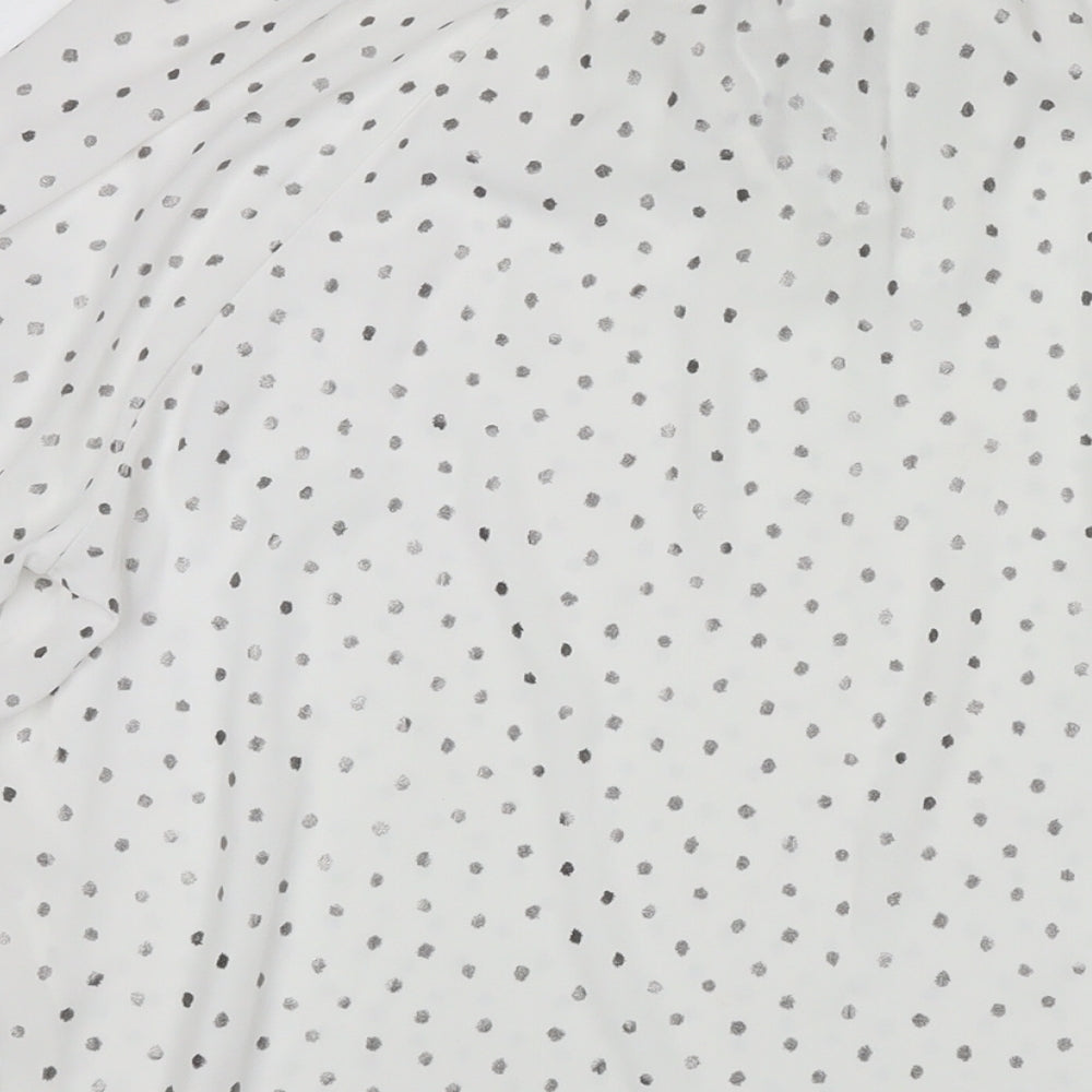 Marks and Spencer Womens White Polka Dot Polyester Basic Blouse Size 12 Round Neck