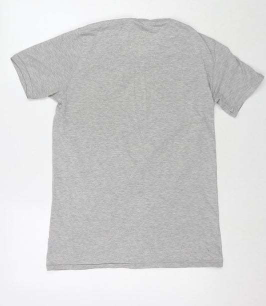 Disney Womens Grey Polyester Basic T-Shirt Size L Round Neck - Mickey Mouse Cuba