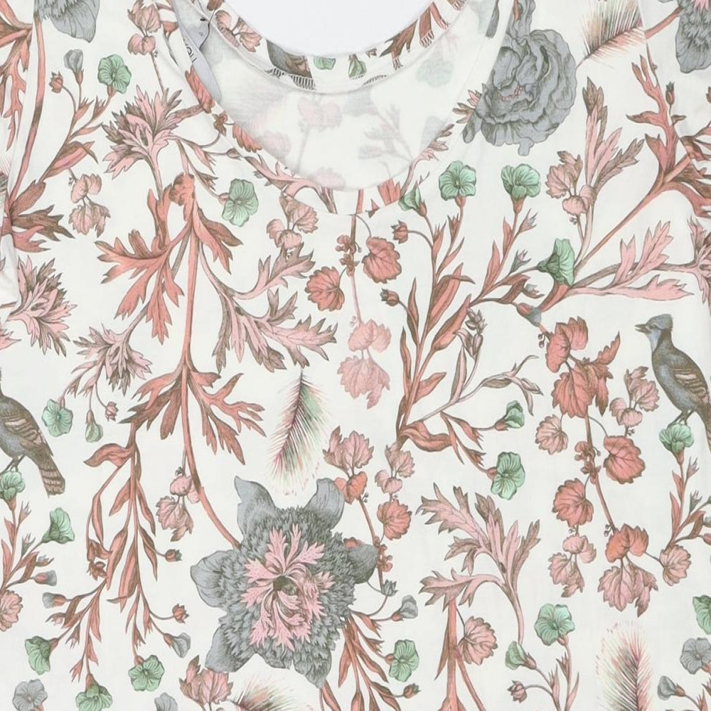 NEXT Womens Multicoloured Floral Viscose Tunic Blouse Size 10 Round Neck - Birds
