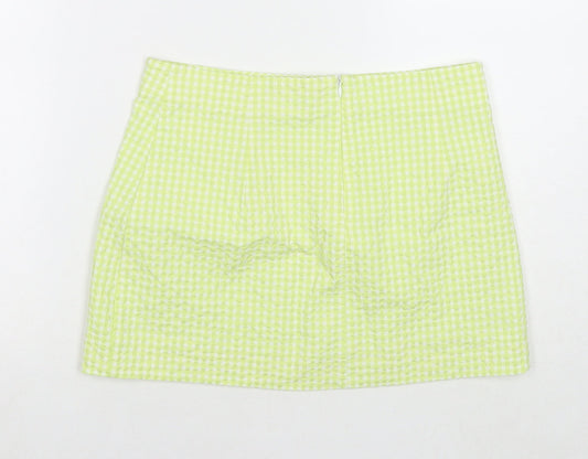 Zara Womens Green Polyester Mini Skirt Size M Zip