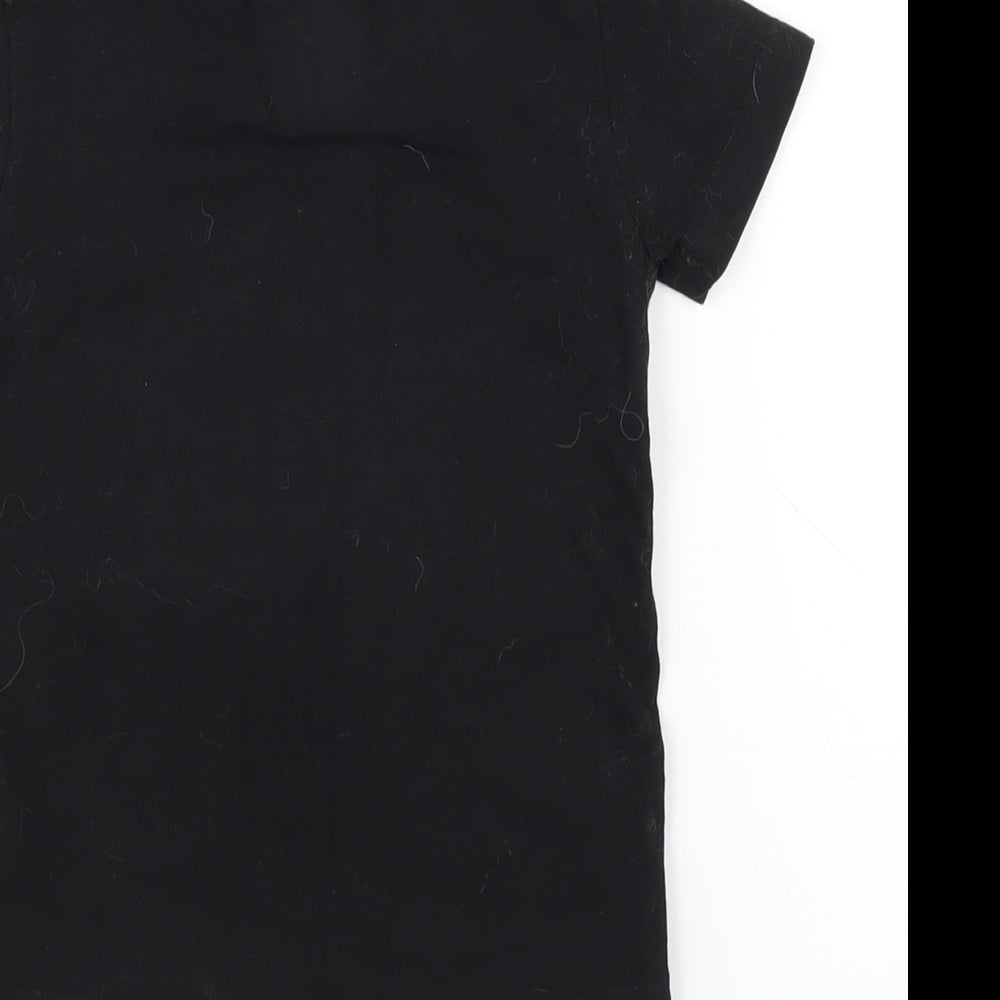 Brand and care label for Run DMC Baby Black Cotton Basic T-Shirt, size 12-18, Months Round Neck Pullover - Reversible Sequins