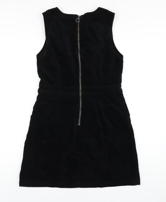 Warehouse Womens Black Cotton A-Line Size 12 Round Neck Zip