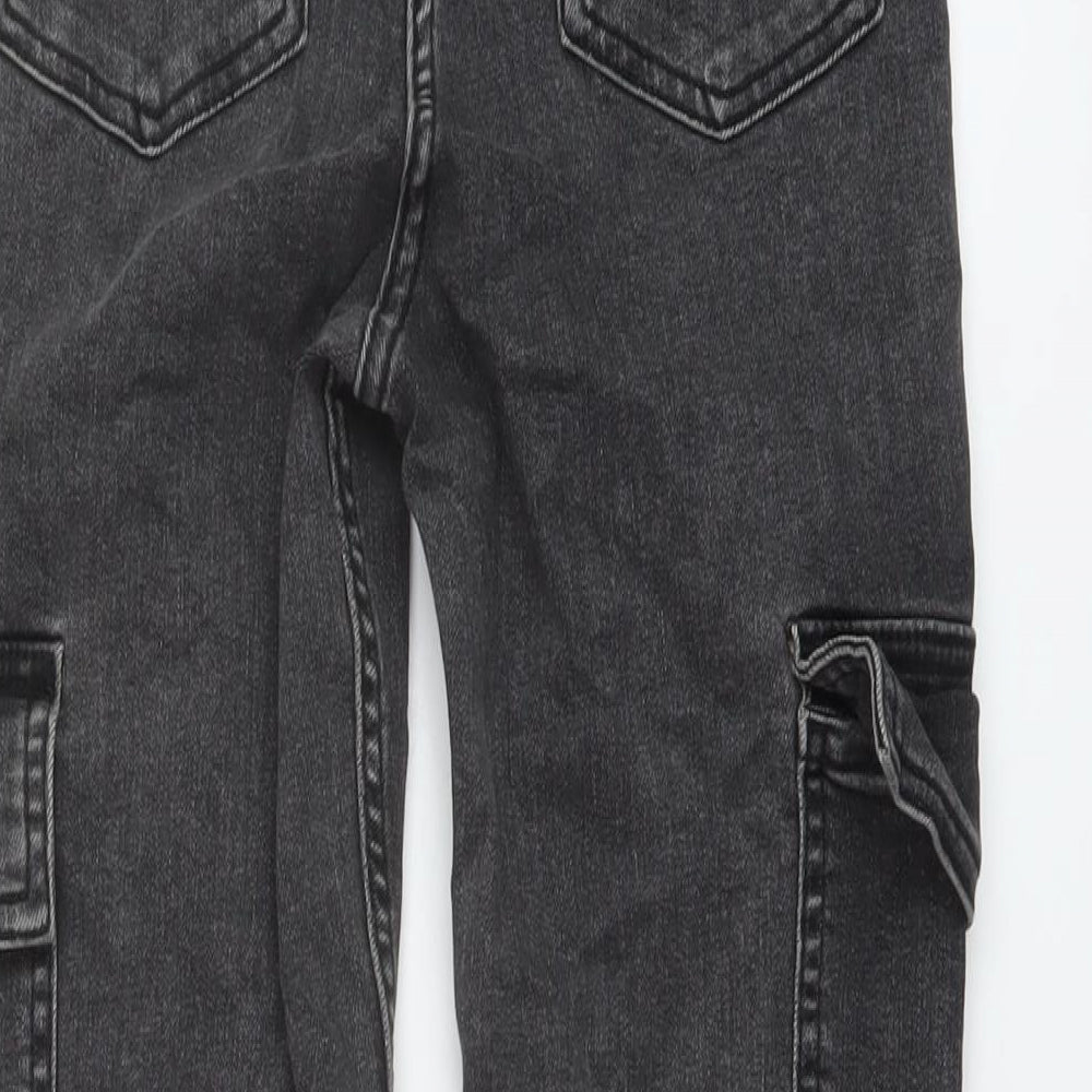 Papaya Womens Grey Cotton Skinny Jeans Size 12 L29 in Regular Button