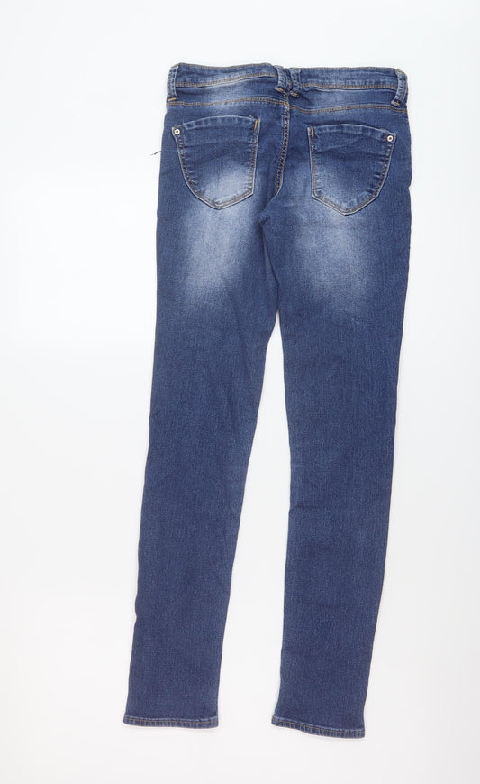 Denim & Co. Womens Blue Cotton Skinny Jeans Size 6 L28 in Regular Button