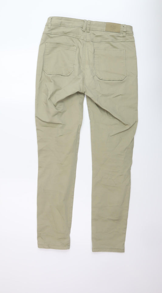 Miss Womens Green Cotton Straight Jeans Size 12 L30 in Regular Button