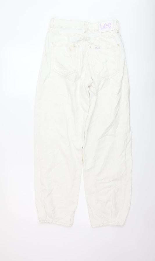 Lee Womens White Cotton Mom Jeans Size 26 L27 in Regular Button