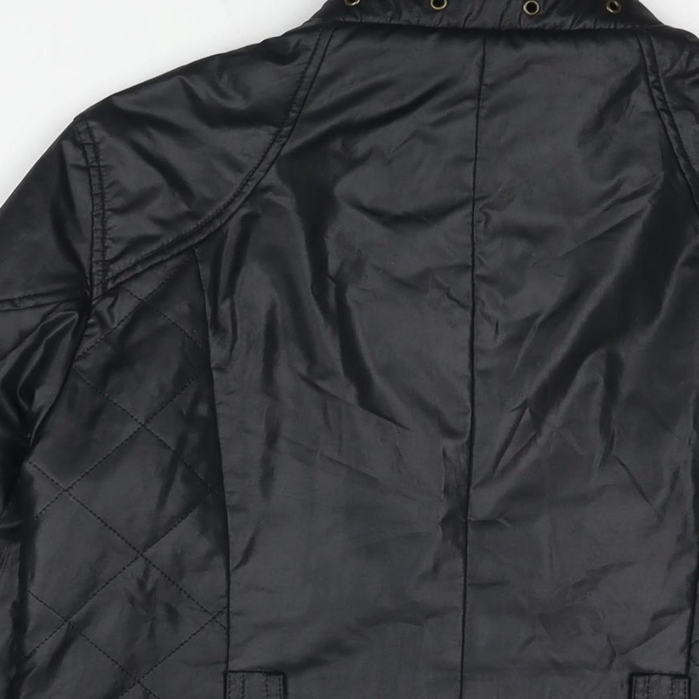 Marks and Spencer Womens Black Quilted Jacket Size 12 Zip - Pockets Buckle