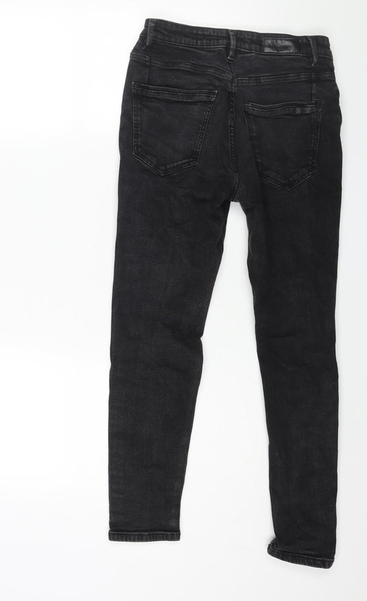 Pull&Bear Mens Black Cotton Skinny Jeans Size 30 in L26 in Regular Zip