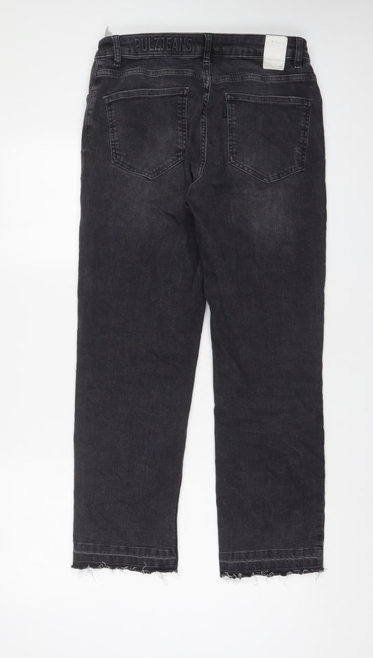 Pulz Womens Grey Cotton Straight Jeans Size 31 in L28 in Regular Zip