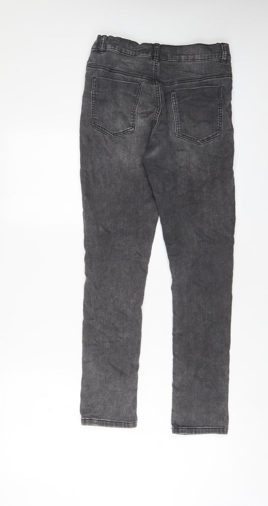 Marks and Spencer Girls Grey Cotton Skinny Jeans Size 12-13 Years L27 in Regular Zip
