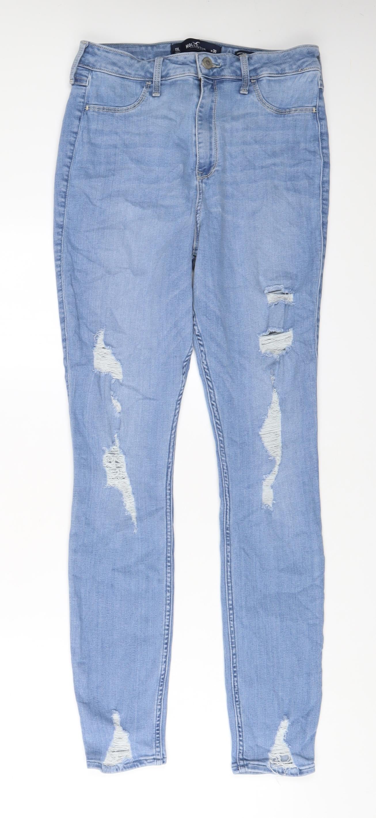 Hollister Womens Blue Cotton Skinny Jeans Size 30 in L30 in Regular Zip