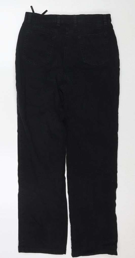Zaffiri Womens Black Cotton Straight Jeans Size 14 L28 in Regular Zip