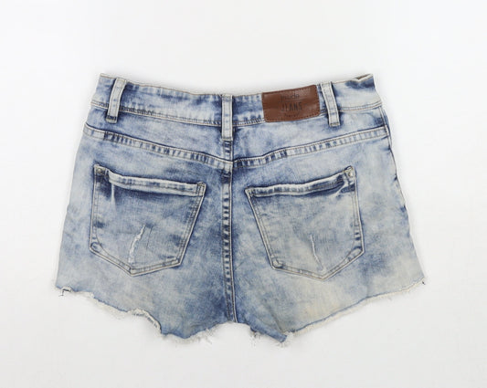 INSIDE Jeans Womens Blue Polyester Blend Hot Pants Shorts Size 10 L3 in Regular Zip