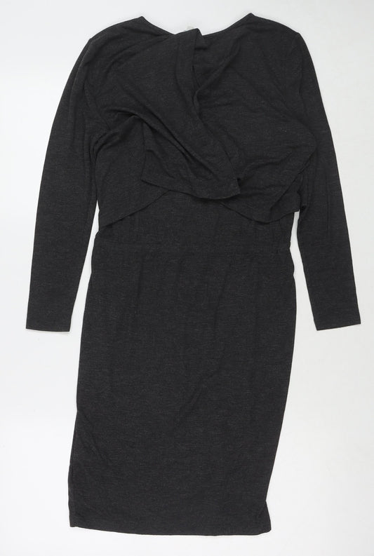 Gray&Willow Womens Grey Polyester T-Shirt Dress Size 8 Round Neck Pullover
