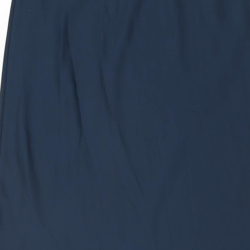 Brand and care label for Red Herring women’s blue polyester flare skirt, size UK 10