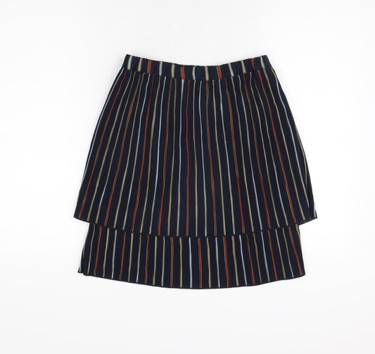 Coster Womens Blue Striped Polyester Mini Skirt Size 8