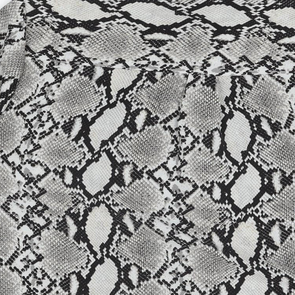New Look Womens Grey Animal Print Polyester Basic Button-Up Size 12 Collared - Snake Print