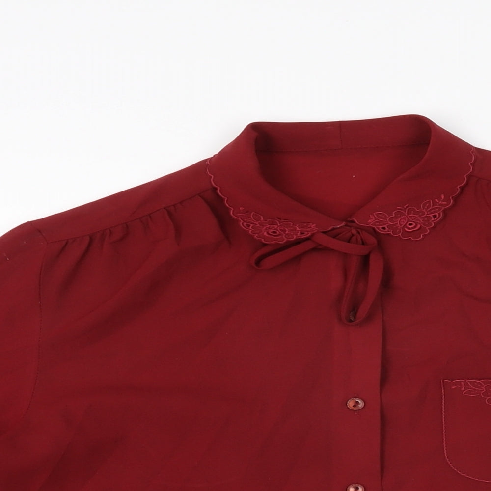 St Michael Womens Red Polyester Basic Button-Up Size 12 Collared