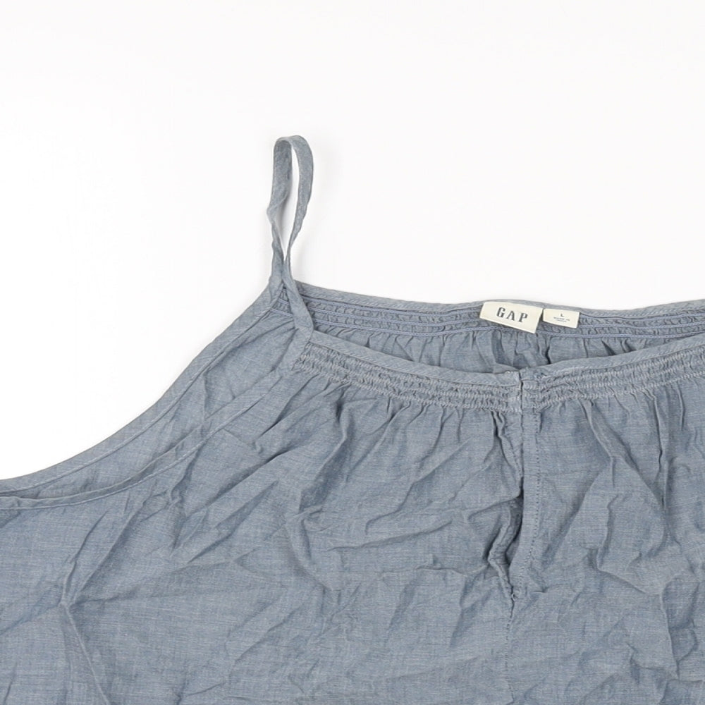 Gap Womens Blue Cotton Basic T-Shirt Size L Round Neck