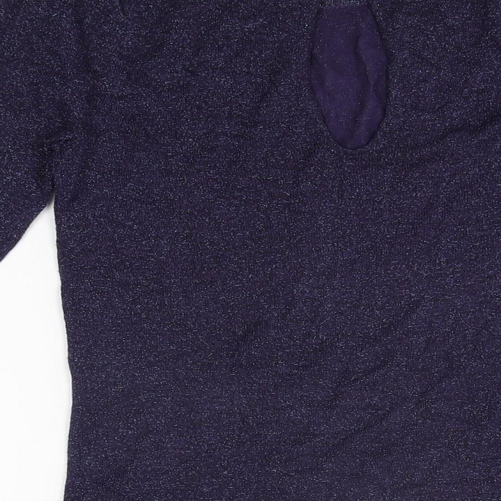 Topshop Womens Purple Viscose Basic T-Shirt Size 10 Round Neck