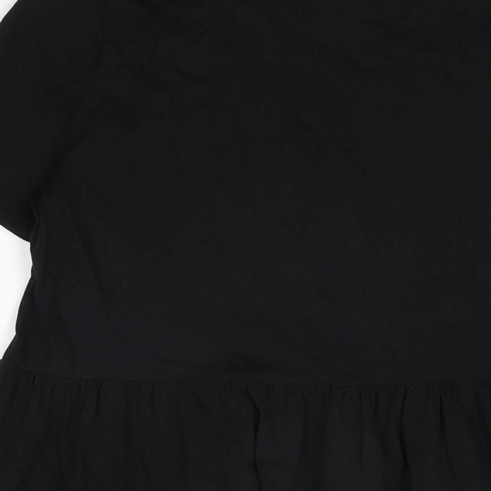 New Look Womens Black Cotton Basic T-Shirt Size 10 Round Neck
