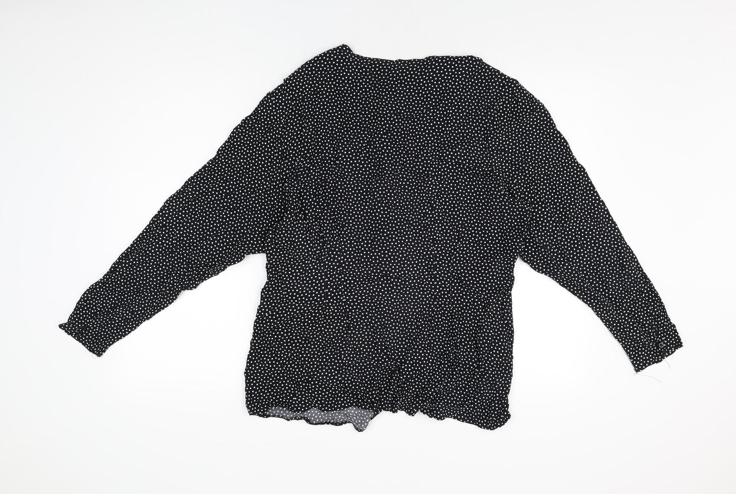 St Michael Womens Black Polka Dot Viscose Basic Button-Up Size 16 Round Neck