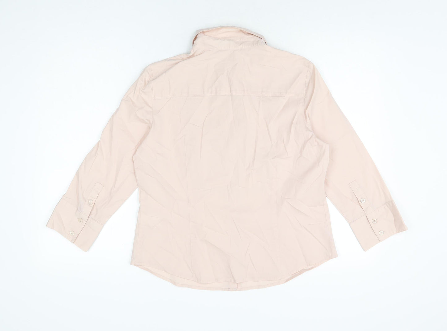 Linea Womens Pink Cotton Basic Button-Up Size 14 Collared