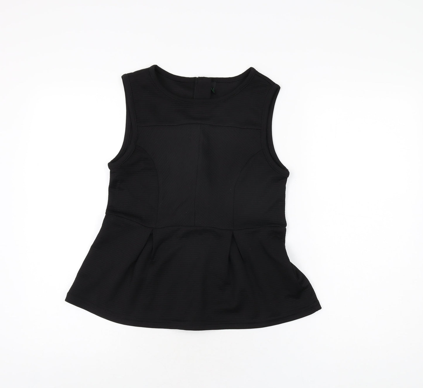 Stile Benetton Womens Black Polyester Basic T-Shirt Size S Round Neck