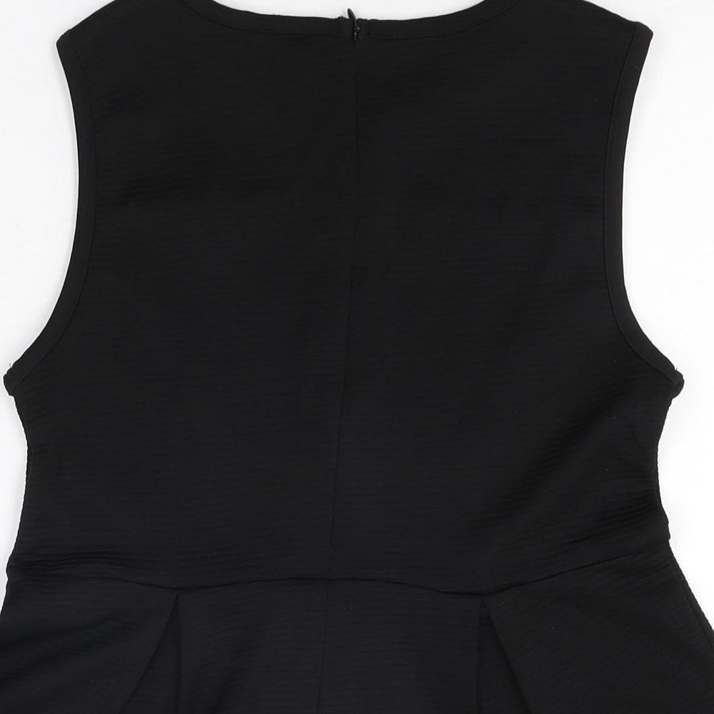 Stile Benetton Womens Black Polyester Basic T-Shirt Size S Round Neck