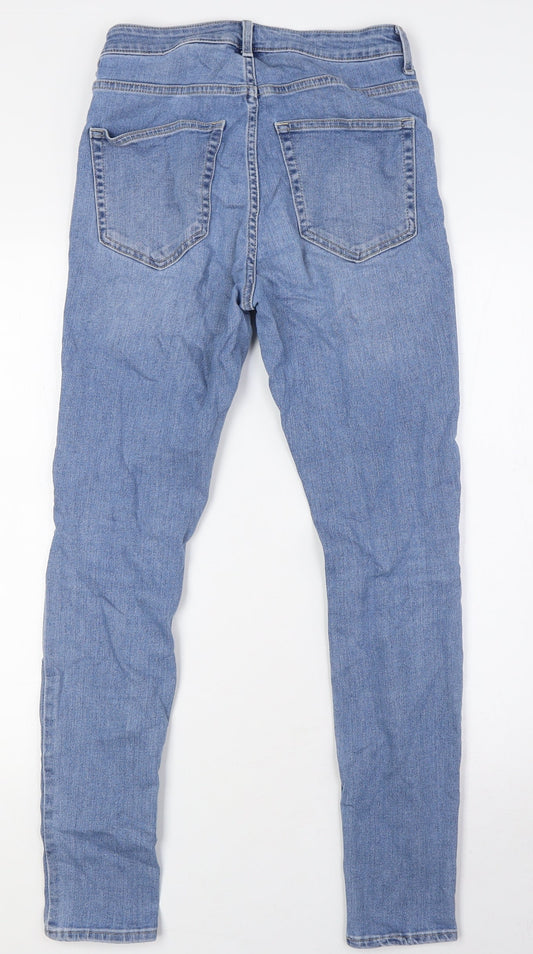 H&M Womens Blue Cotton Skinny Jeans Size 8 L28 in Regular Zip