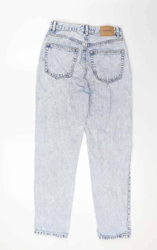 Pull&Bear Womens Blue Cotton Mom Jeans Size 4 L24 in Regular Zip