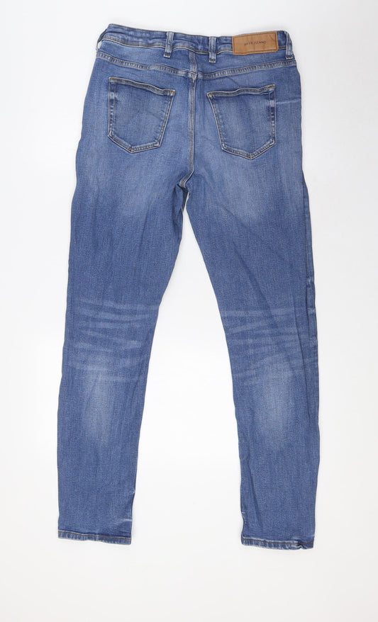 River Island Mens Blue Cotton Skinny Jeans Size 30 in L29 in Regular Zip