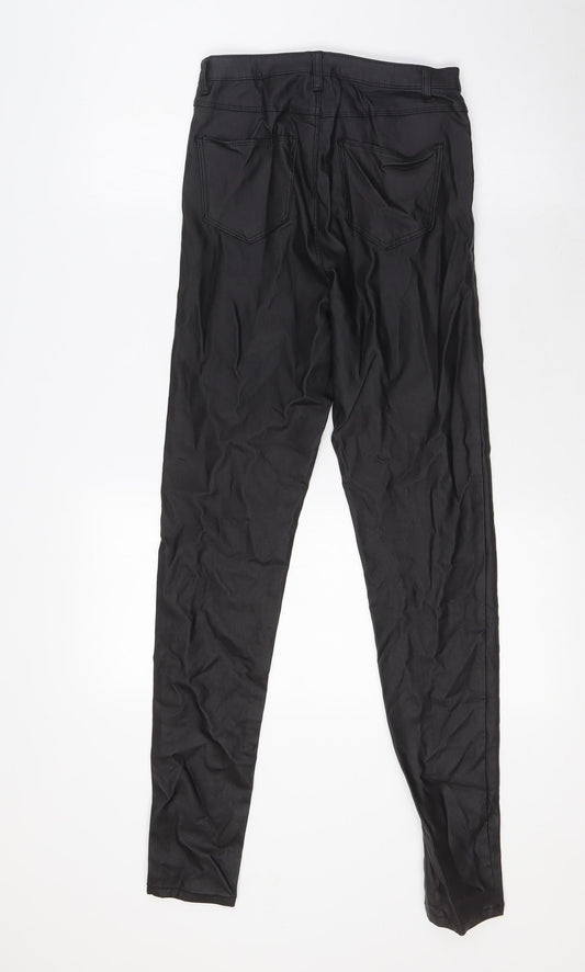 Quiz Womens Black Viscose Trousers Size 8 L29 in Regular Zip
