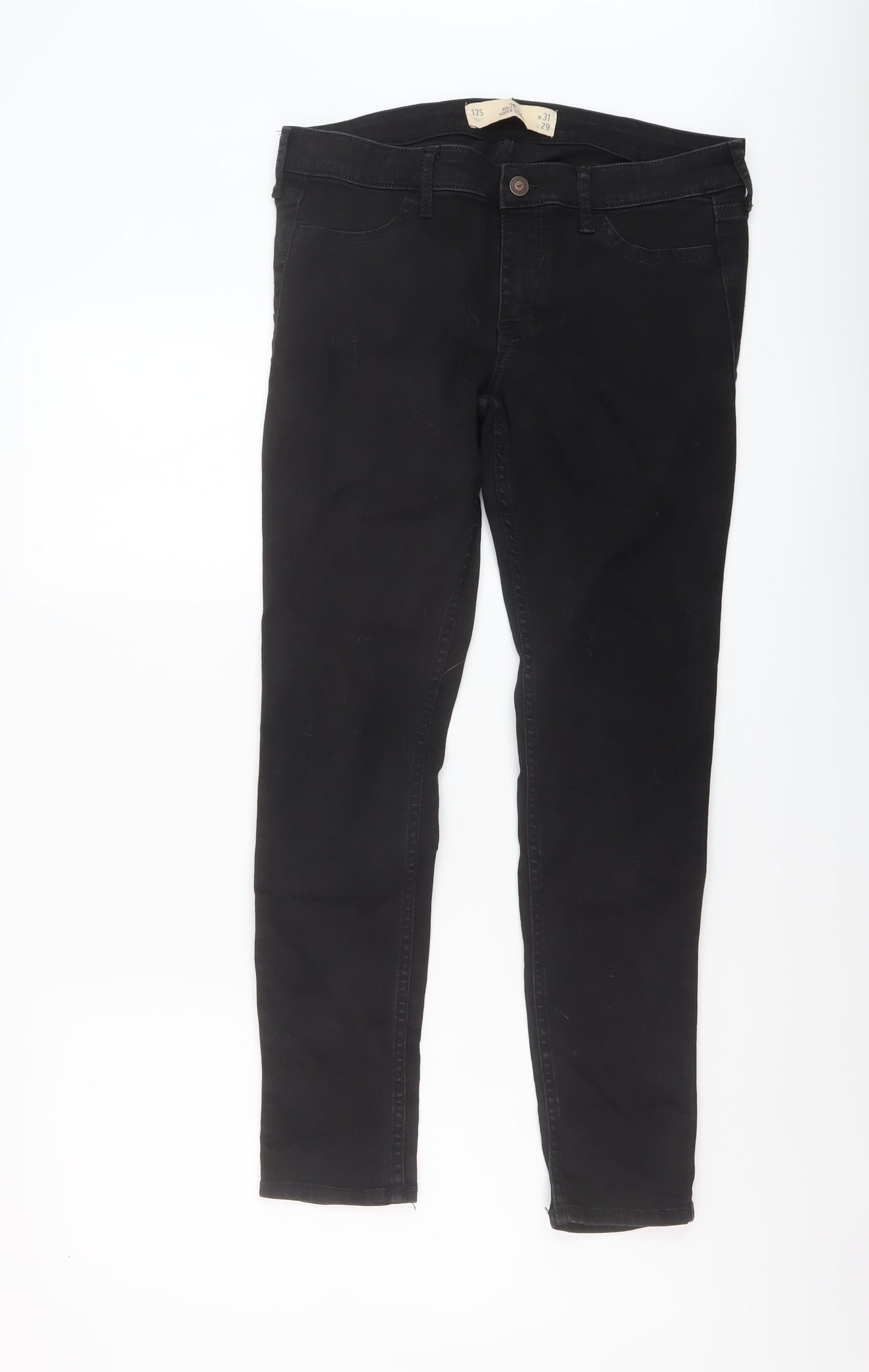 Hollister Womens Black Cotton Skinny Jeans Size 31 in L29 in Regular Button