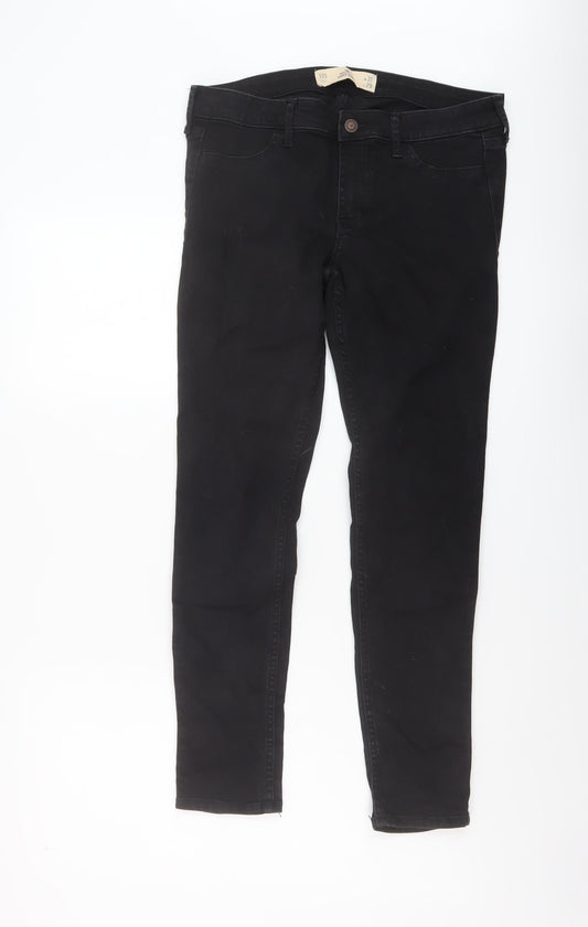 Hollister Womens Black Cotton Skinny Jeans Size 31 in L29 in Regular Button