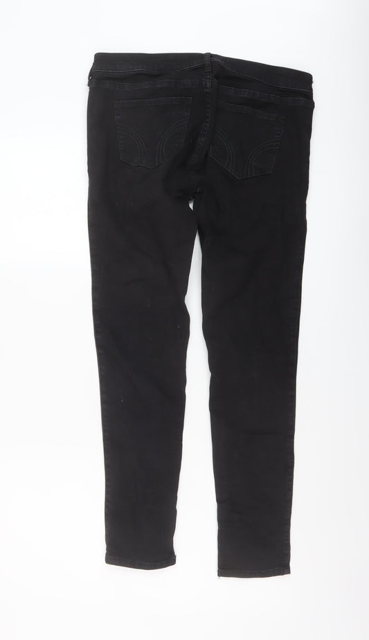 Hollister Womens Black Cotton Skinny Jeans Size 31 in L29 in Regular Button