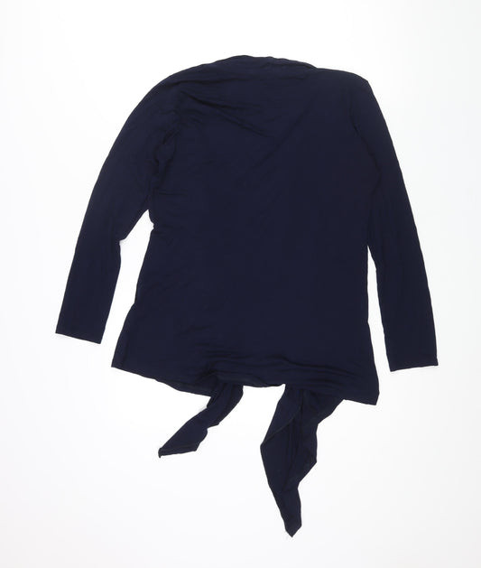 BASSINI Womens Blue Viscose Kimono Blouse Size S V-Neck - Size S-M Waterfall Front