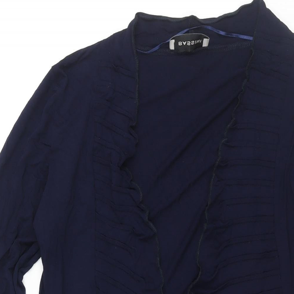 BASSINI Womens Blue Viscose Kimono Blouse Size S V-Neck - Size S-M Waterfall Front