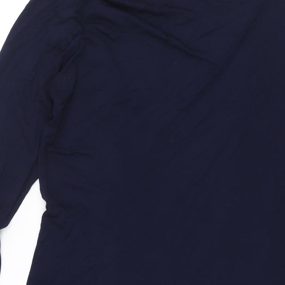 BASSINI Womens Blue Viscose Kimono Blouse Size S V-Neck - Size S-M Waterfall Front