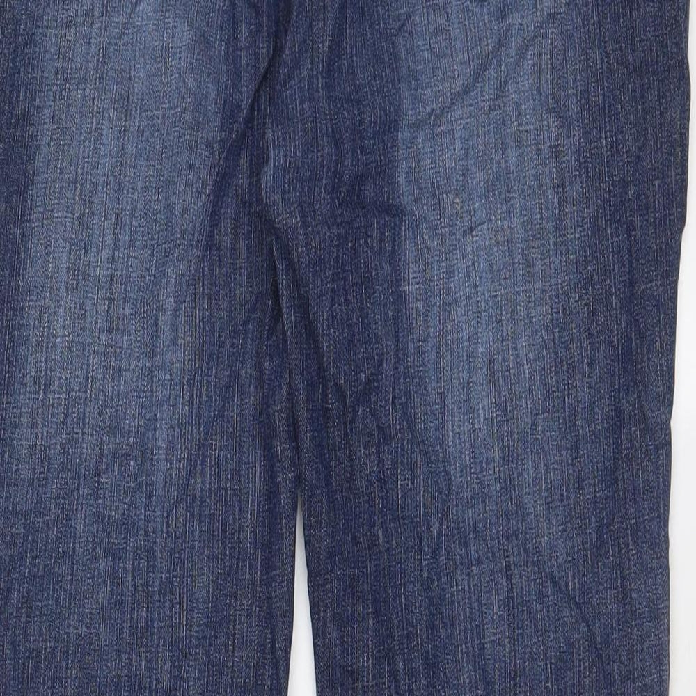 Marks and Spencer Womens Blue Cotton Straight Jeans Size 34 in L26 in Regular Zip