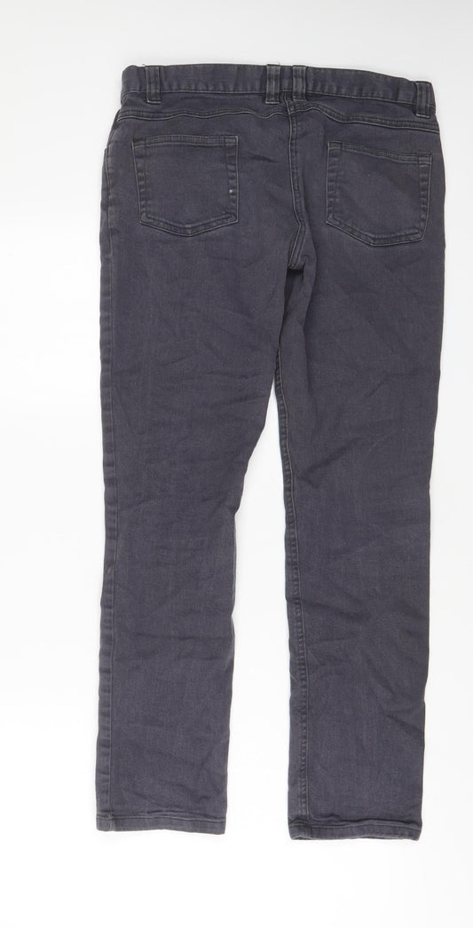 Moto Womens Grey Cotton Straight Jeans Size 12 L29 in Regular Zip