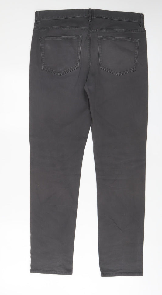 H&M Mens Grey Cotton Straight Jeans Size 31 in L30 in Slim Zip