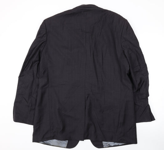 Marks and Spencer Mens Black Striped Wool Jacket Suit Jacket Size 44 Regular