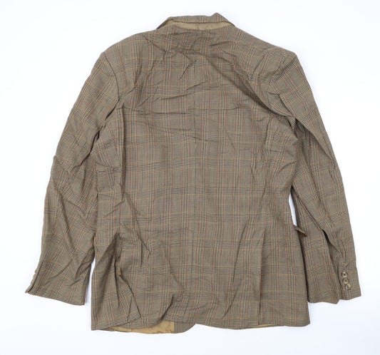 Marks and Spencer Mens Brown Plaid Jacket Blazer Size 40 Button