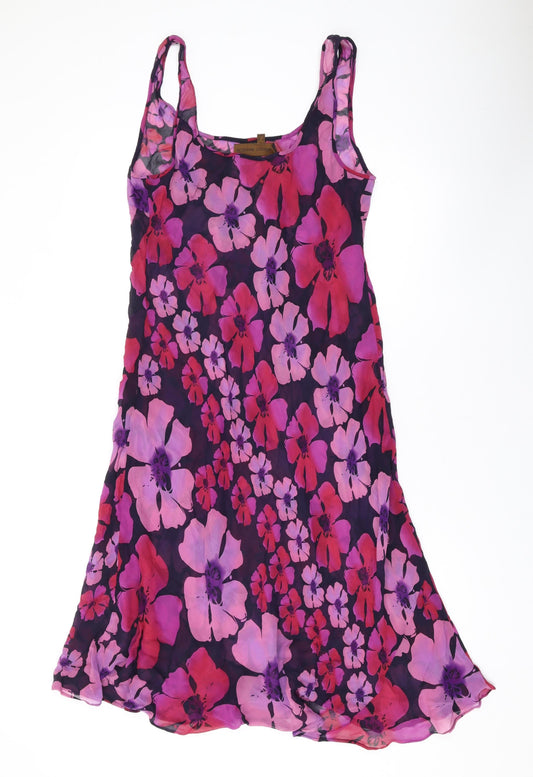 Fenn Wright Manson Womens Purple Floral Polyester Tank Dress Size 16 Scoop Neck Pullover