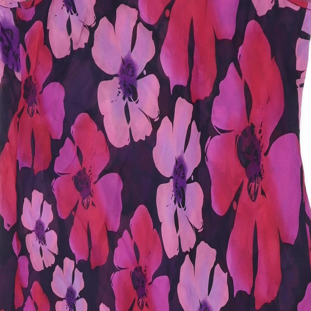Fenn Wright Manson Womens Purple Floral Polyester Tank Dress Size 16 Scoop Neck Pullover