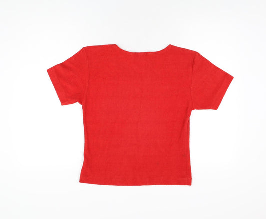 Womens UK Size 10 Theme Red Polyester T-Shirt