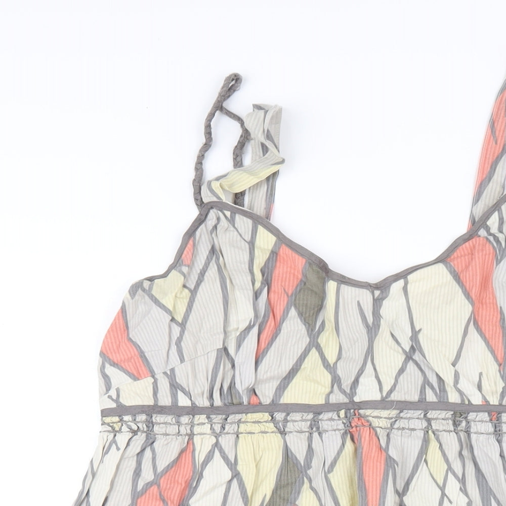 mamas & papas Womens Multicoloured Geometric Cotton A-Line Size 12 V-Neck Zip