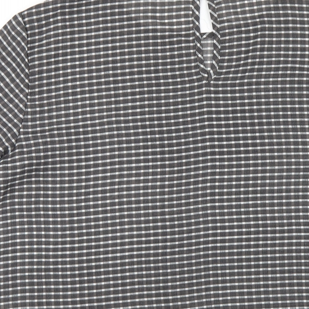 United Colors of Benetton Womens Grey Check Polyester Basic T-Shirt Size S Round Neck