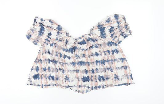 NEXT Girls Multicoloured Geometric Cotton Basic T-Shirt Size 13 Years Off the Shoulder Pullover